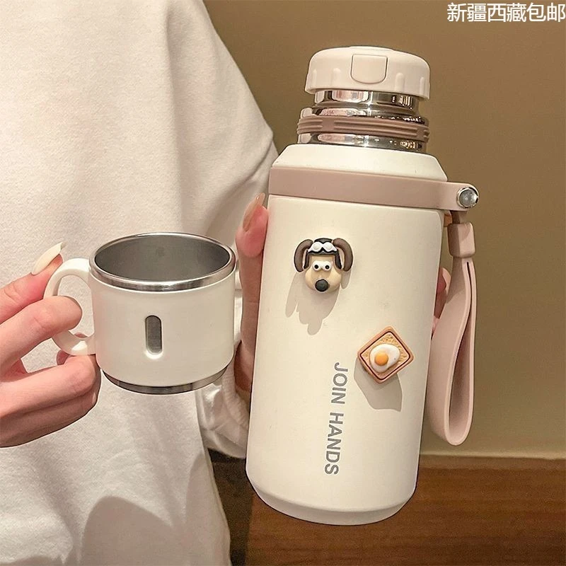 新疆西藏包邮316不锈钢保温杯女生2024新款高颜值带盖泡茶水杯子