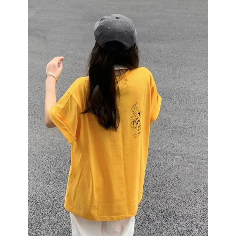 425黄色青少年时尚潮流休闲短袖T恤