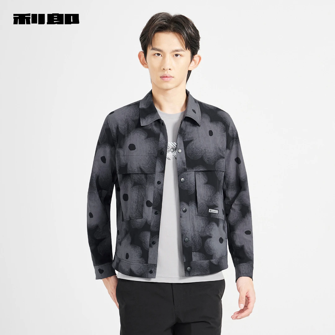 利郎官方 长袖夹克男士2025春季新款休闲短款翻领男装外套茄克衫