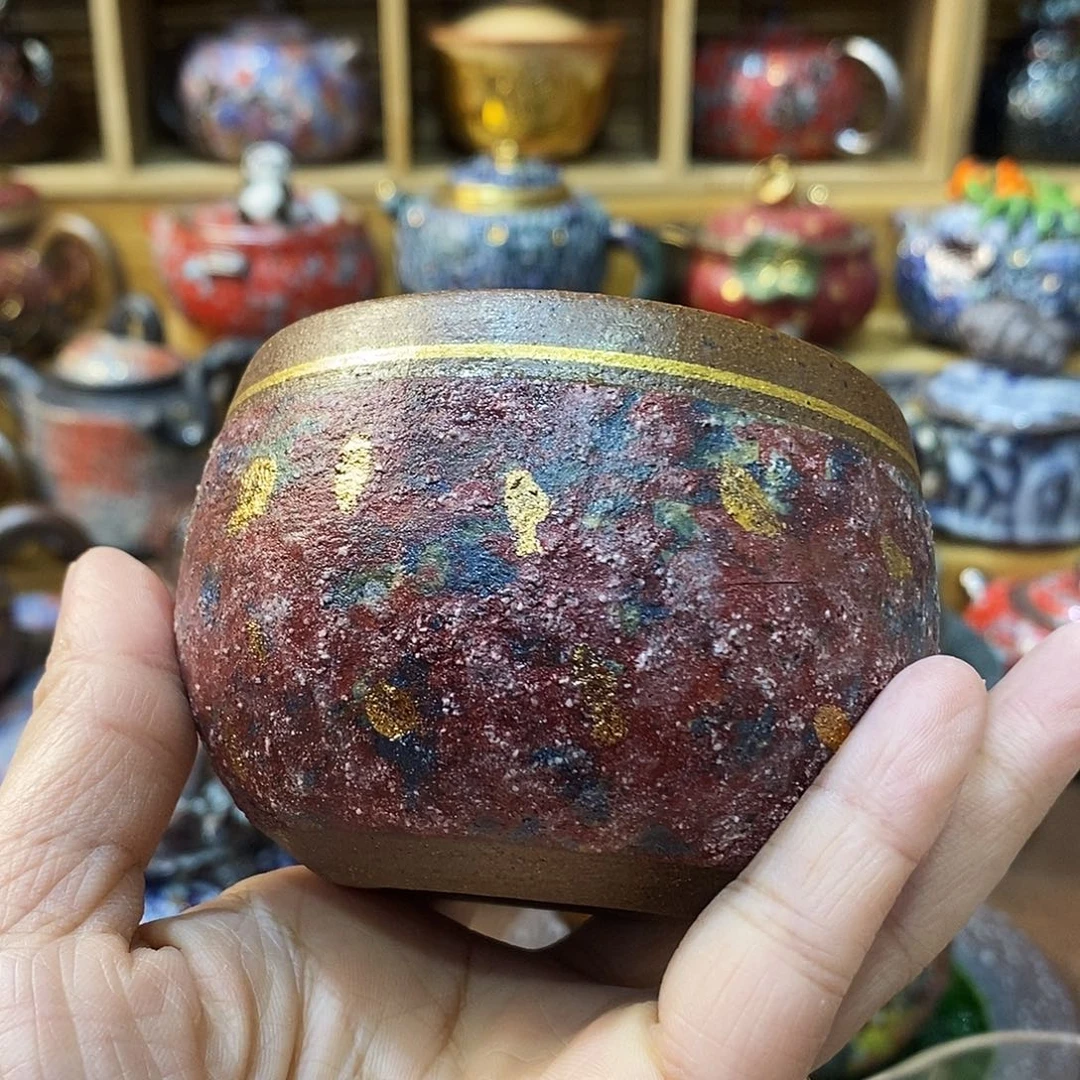 粗陶柴烧志野茶器