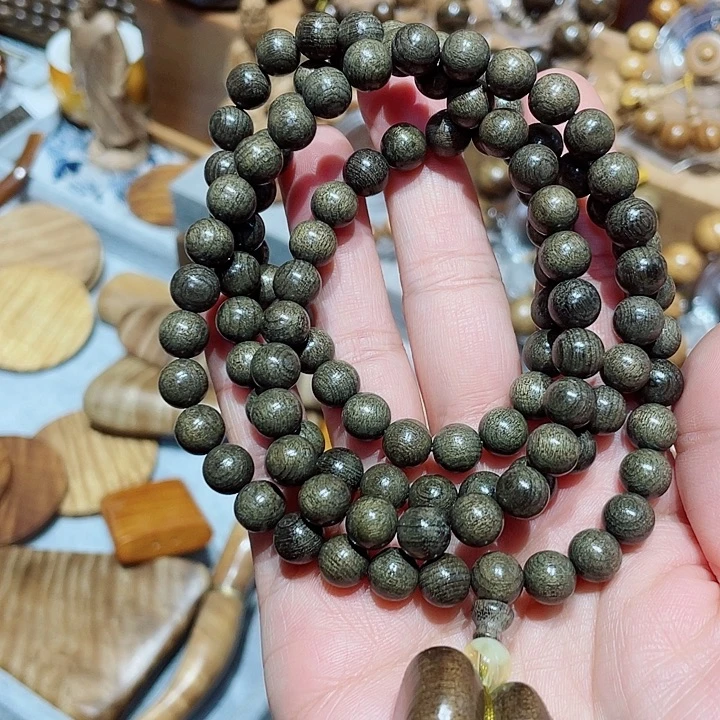 金丝楠金丝楠木阴沉绿料葫芦手串0.8