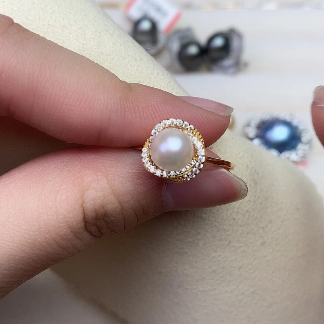 海水珍珠戒指银S925镶嵌