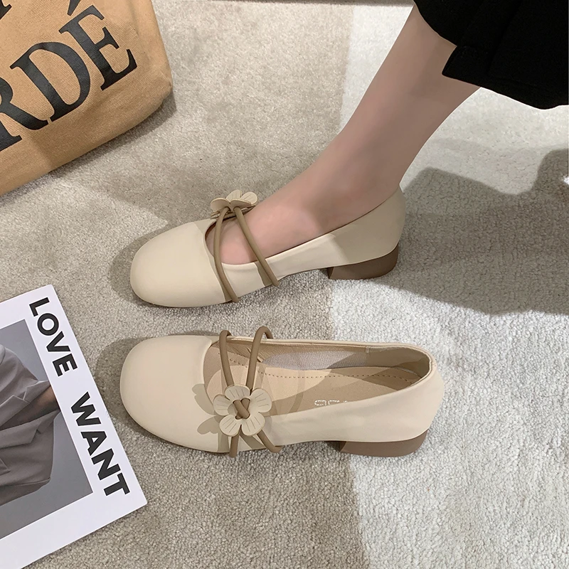 平底单鞋女春晚晚温柔鞋2025新款奶奶鞋配裙子一脚蹬玛丽珍豆豆鞋