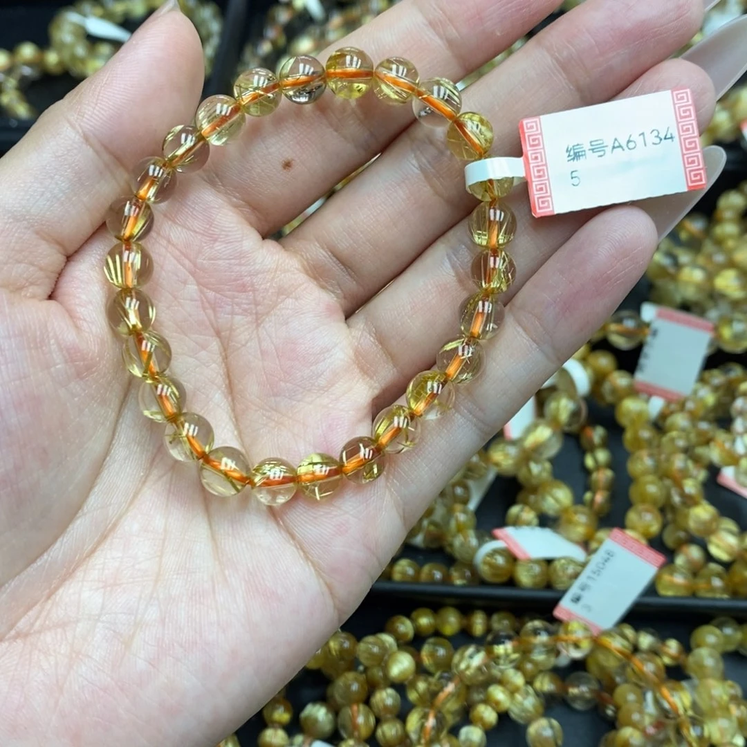 雨***石发晶手串未镶嵌阿李水晶钛晶A61345