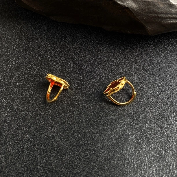 925银耳饰 轻奢简约百搭红色四瓣花(12mm)耳扣05230174