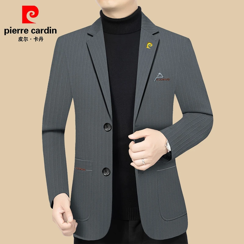 皮尔卡丹春秋季新款高档男士休闲商务西装外套中年修身百搭西服男