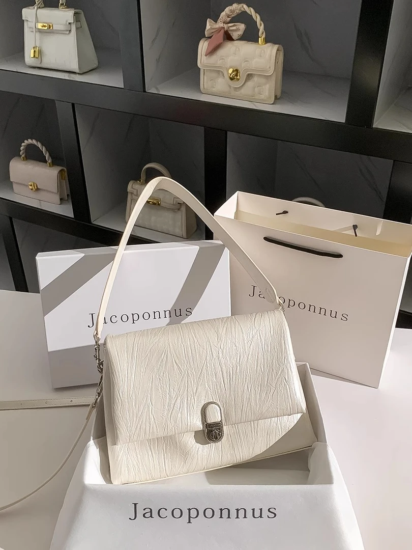 【设计师款】欧若风真皮潮流托特包女米白色软皮腋下包女2025新款