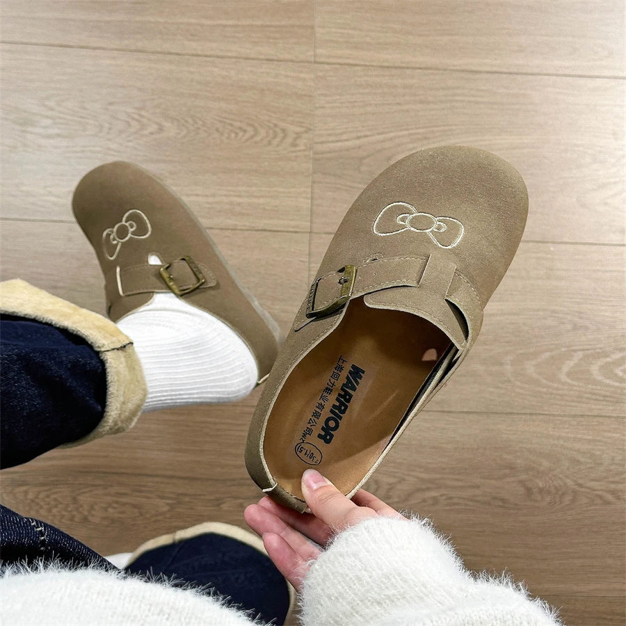 Warrior/回力勃肯鞋女外穿2025新款包头半拖鞋厚底软木复古休闲鞋