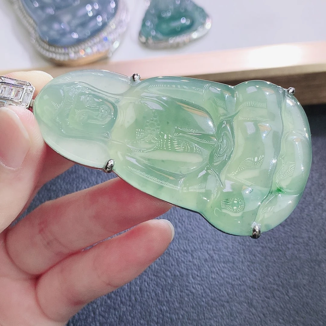 翡翠银S925镶嵌挂件翡翠