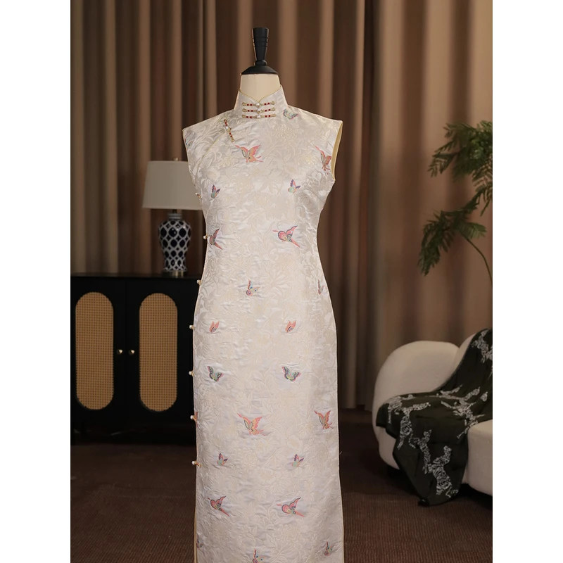 女神姑娘新品【蝴蝶】云锦双层无袖古法手工修身旗袍NS250132-135