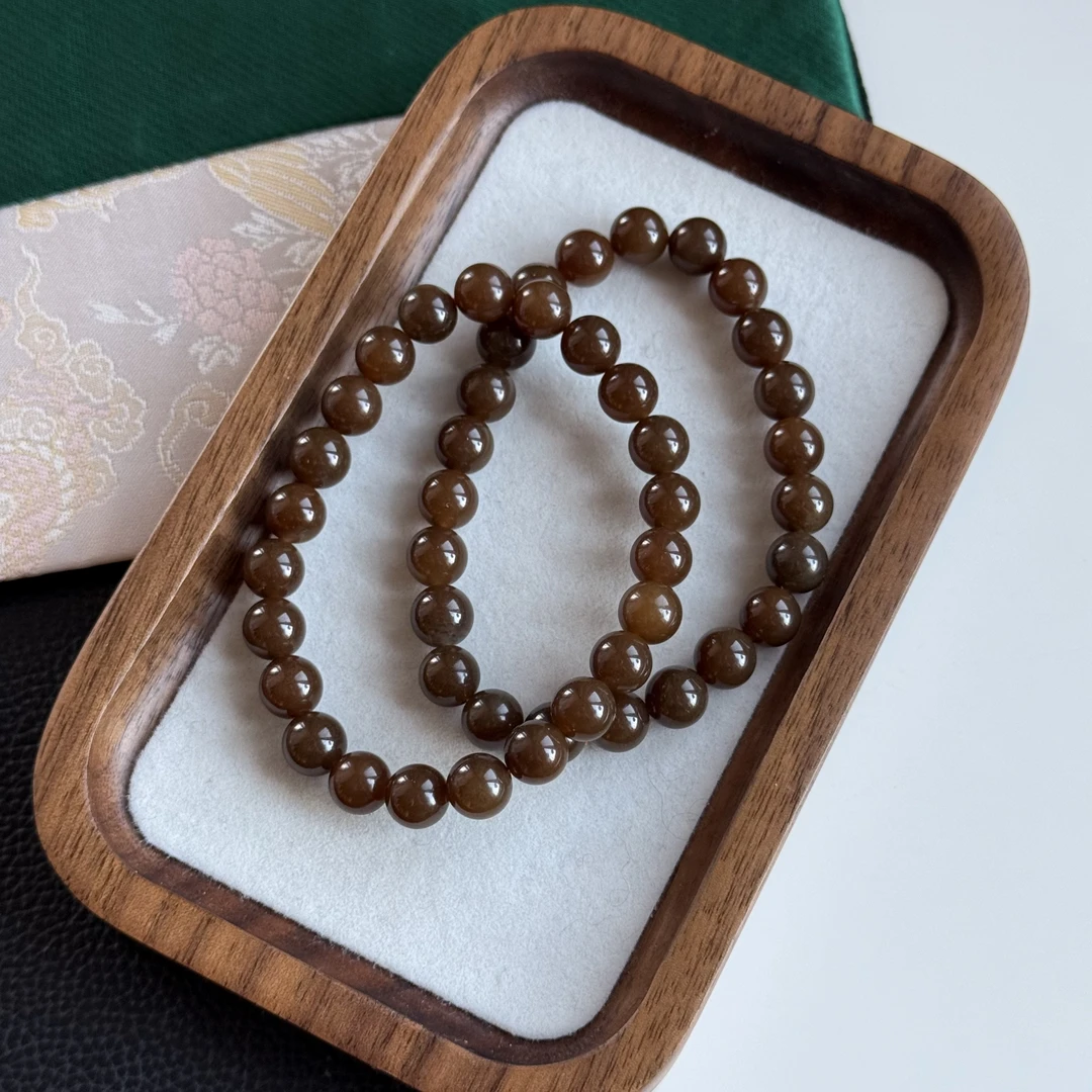 天然和田玉新疆且末全糖手串7.9-8mm 适合手围14-17cm 多样性发一