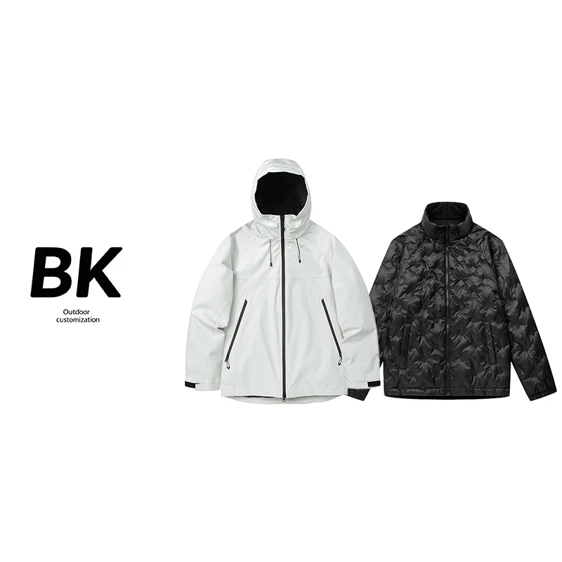 【BK·清货包邮】男女同款90鹅绒冲锋衣防风外套三合一可脱卸羽绒服