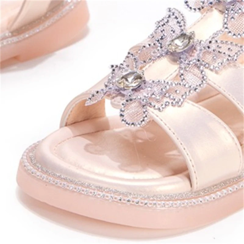 【26-37码】女童水钻蝴蝶结凉鞋2025夏季新款中大童镂空仙女风3156