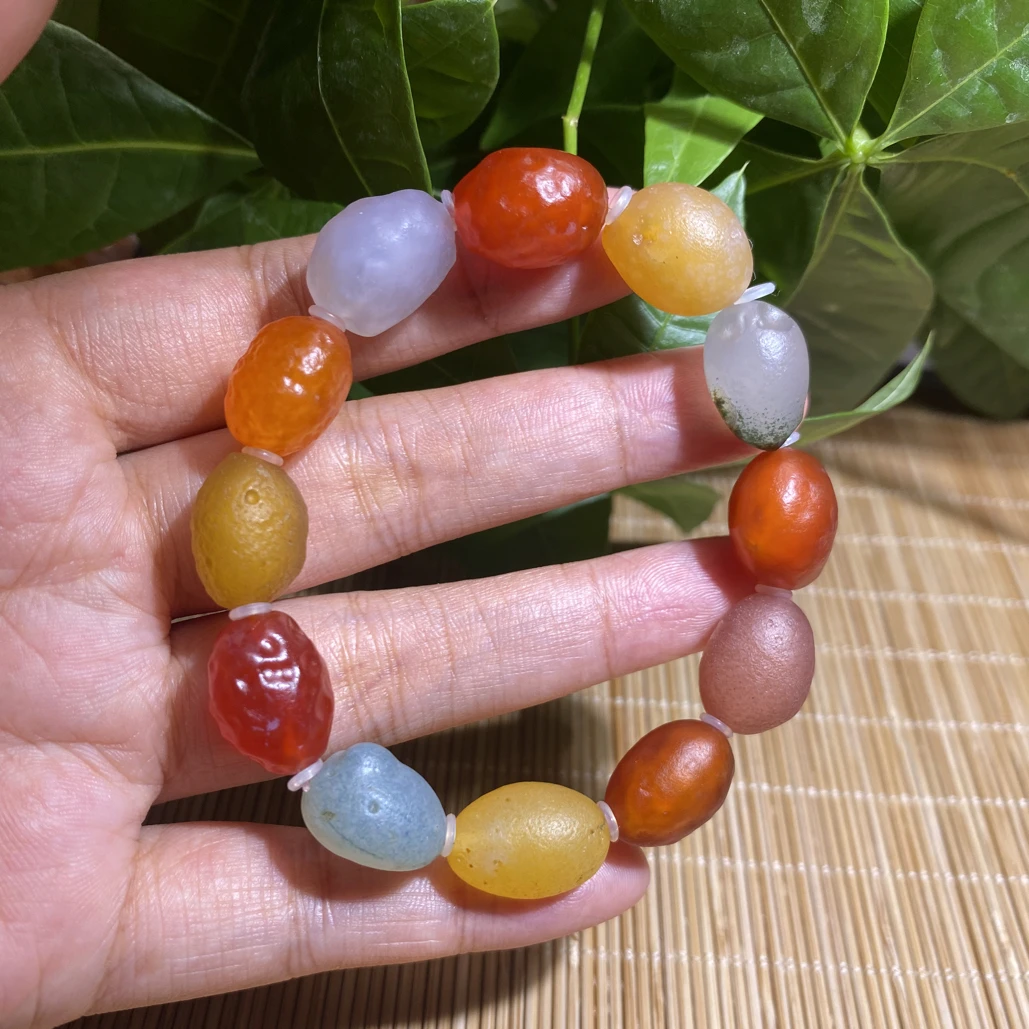 天然阿拉善戈壁原石 彩糖果 彩珠