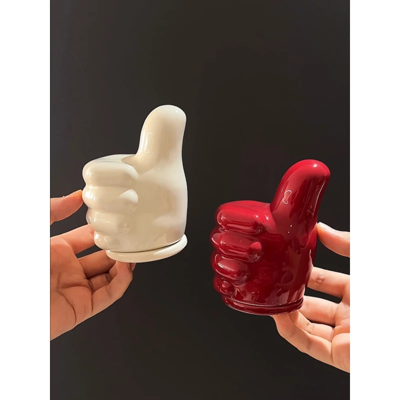 MOMO奶油风陶瓷牙签罐卡通撞色牙签筒收纳好物棉签罐伴手礼品