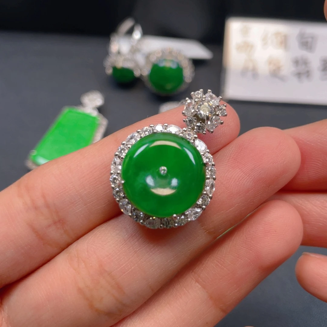 翡翠银S925镶嵌吊坠(不含链)