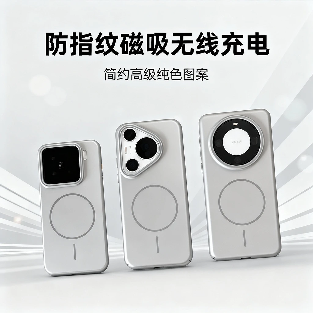 ins极简Magsafe磁吸适用小米15手机壳柔润PC华为mate70肤感磨砂壳