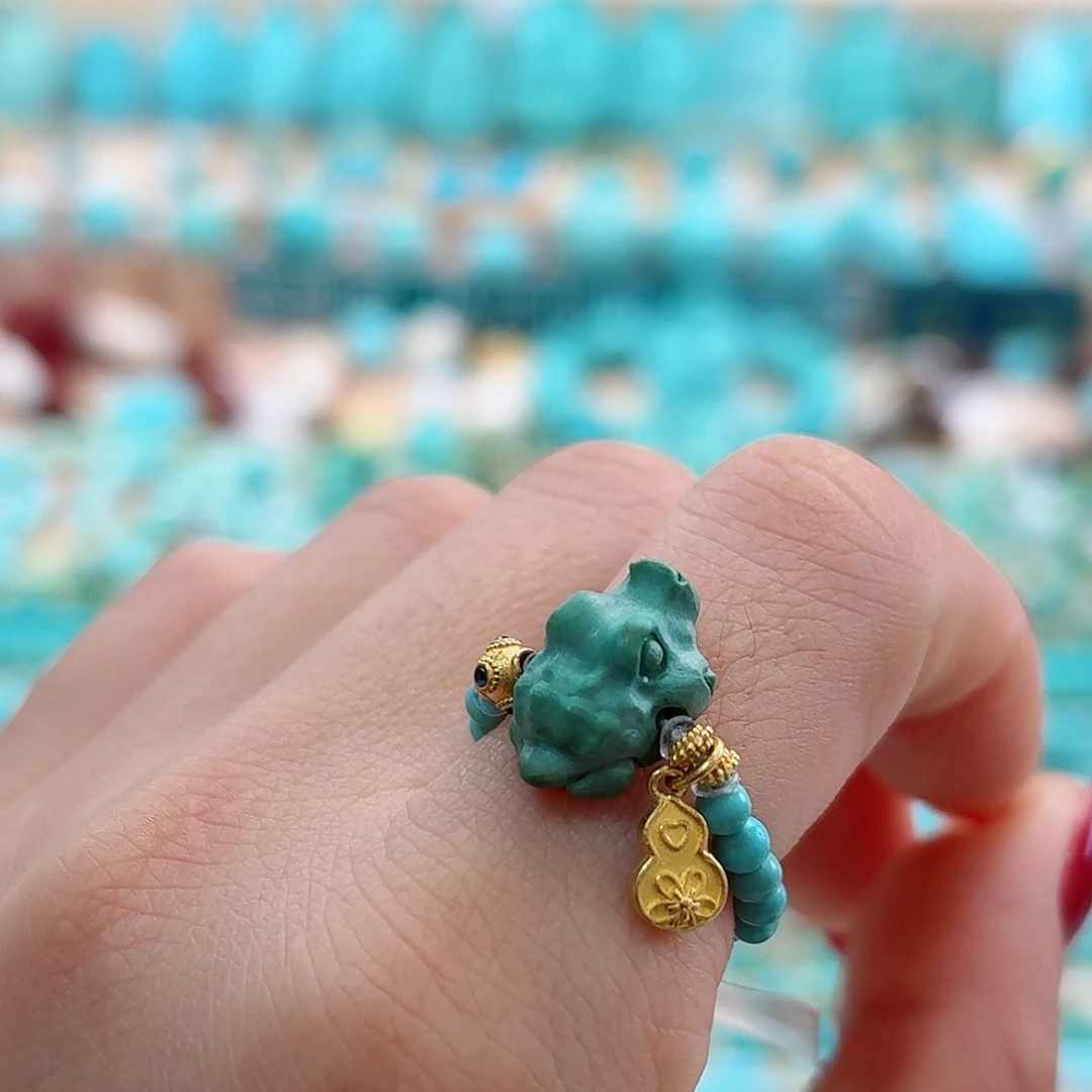 绿松石18K金镶嵌珠宝奇石