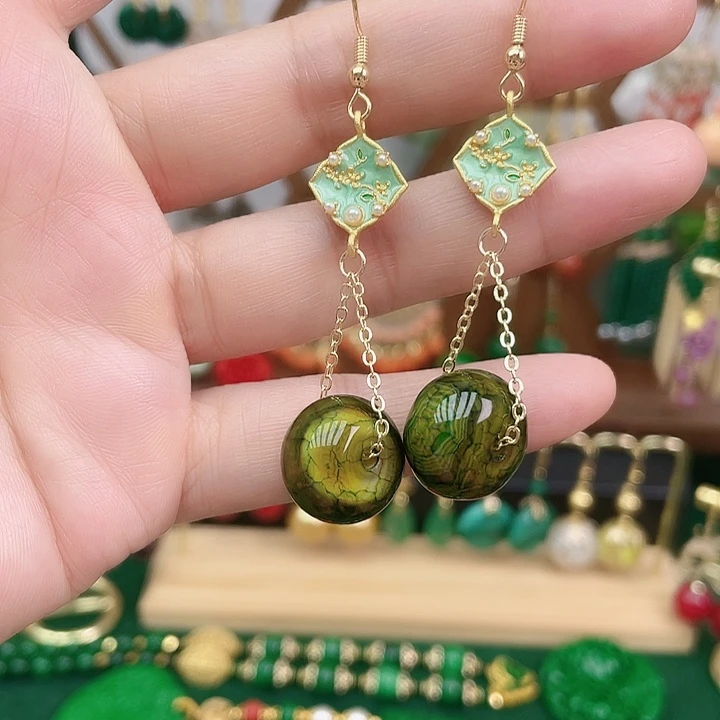 玛瑙/玉髓合金耳饰