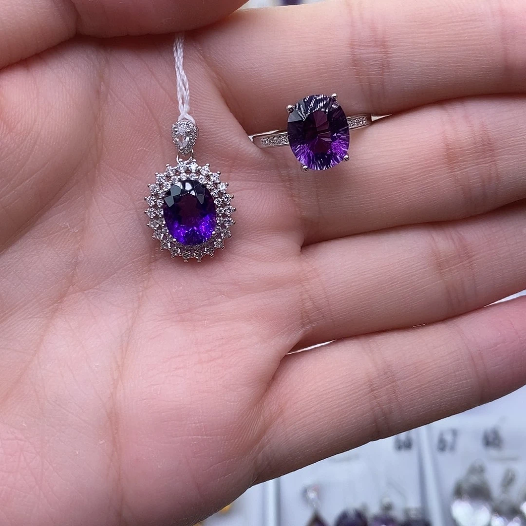 紫晶纯天然无优化紫水晶Q银S925镶嵌?