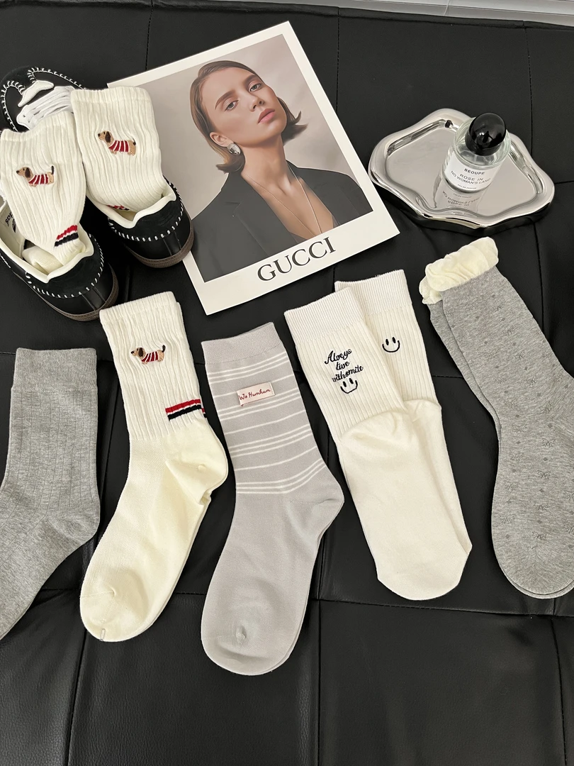 2025春季新款高品质百搭中筒棉袜组合ins白色堆堆袜韩版女士薄款