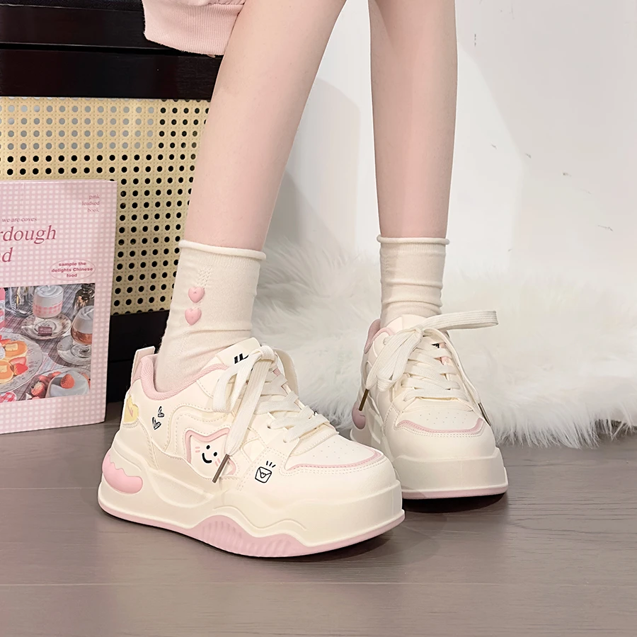 回力粉色星星板鞋女2026春秋款可爱学生鞋子女厚底爆款百搭小白鞋