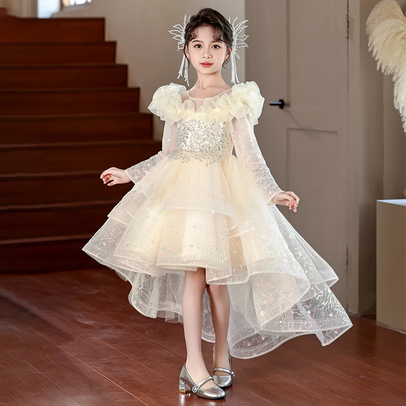 女童礼服轻奢小众高端绝美公主裙主持人拖尾钢琴演奏花童婚礼女孩