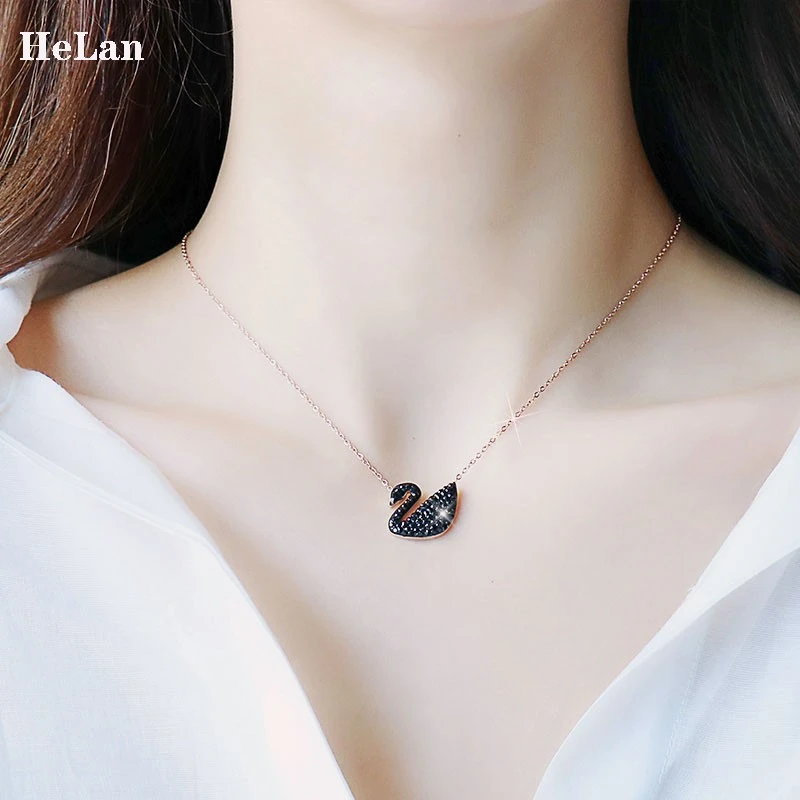 黑天鹅项链女925银锁骨链小众设计感ins冷淡风简约气质不褪色轻奢