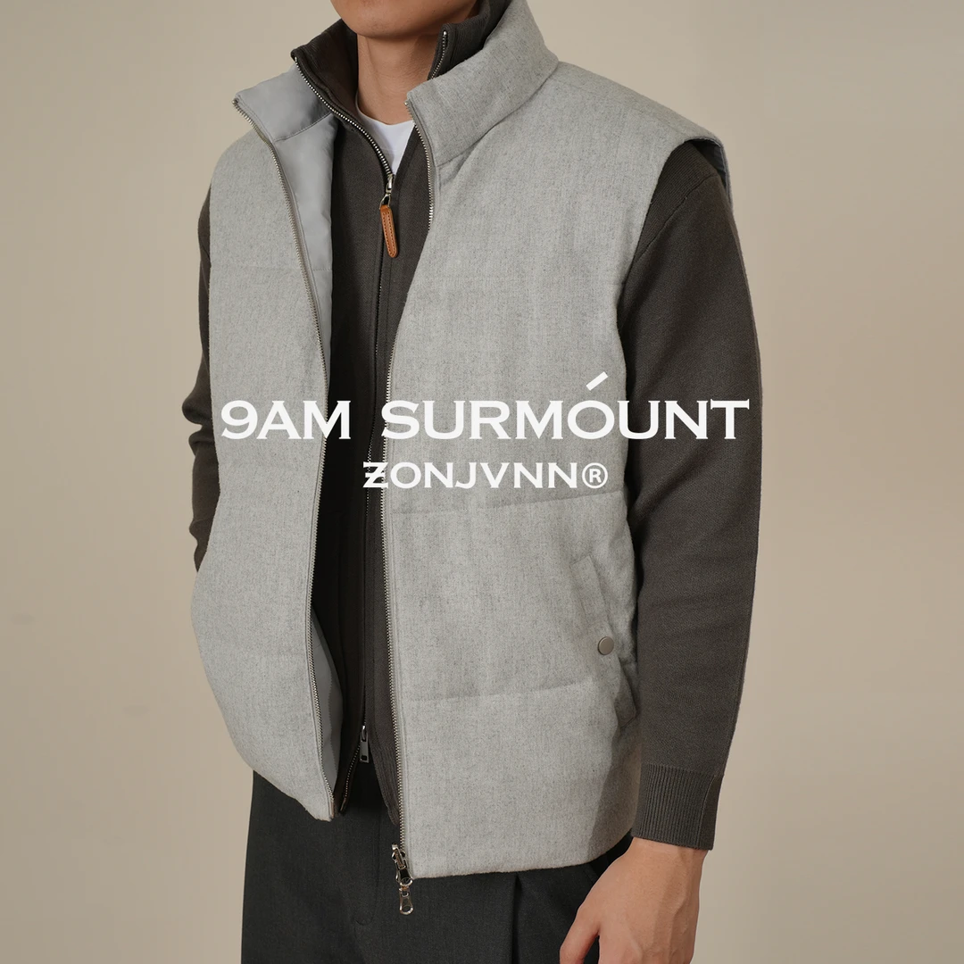 绵羊毛双面棉马甲立领绗缝磨毛双向拉链保暖休闲秋冬男