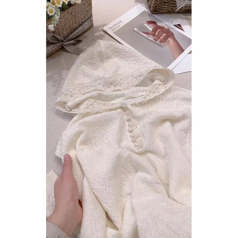 丽丽家~欧货重工浮雕帽衫蕾丝气质时尚复古帽衫Z