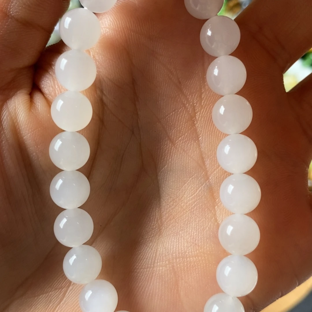 和田玉未镶嵌手串白玉老料手串8mm