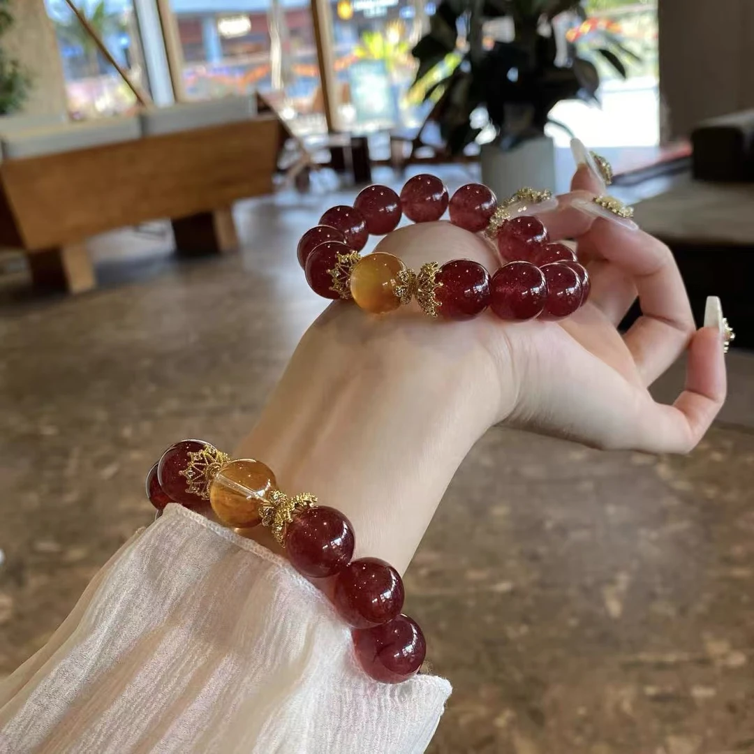 甜葡萄水晶手串天然花椒水晶手串女精致高级百搭塔晶手链礼物礼品