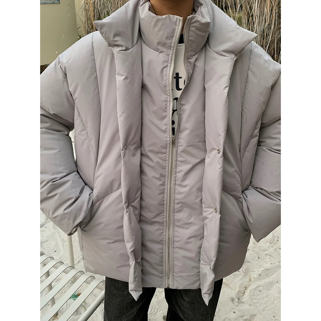 2024冬季假两件棉服男款加厚ins潮牌男生棉衣百搭棉袄外套