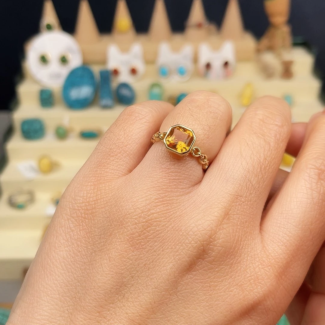 黄晶戒指合金女戒