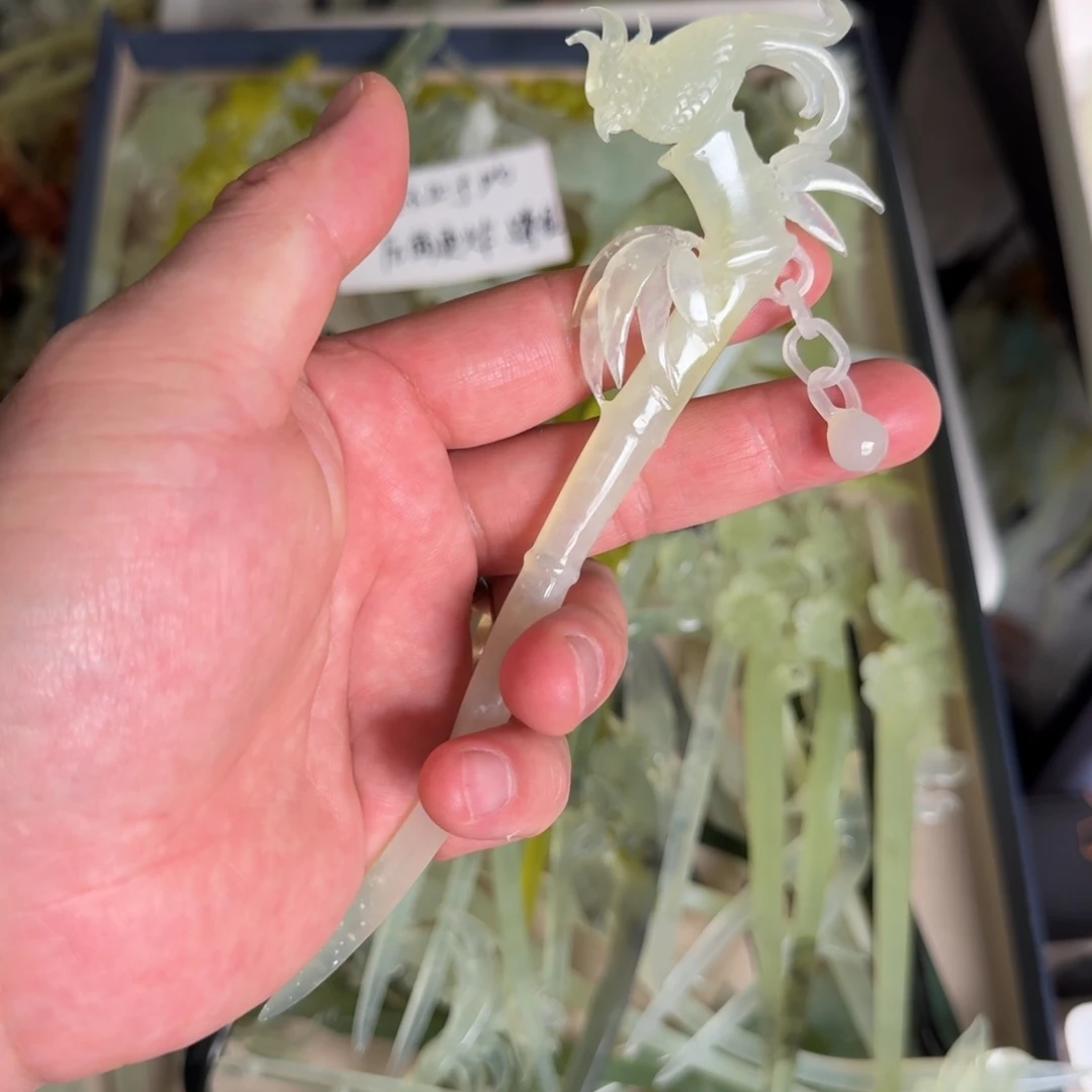 岫玉发饰未镶嵌明君玉簪就是好看