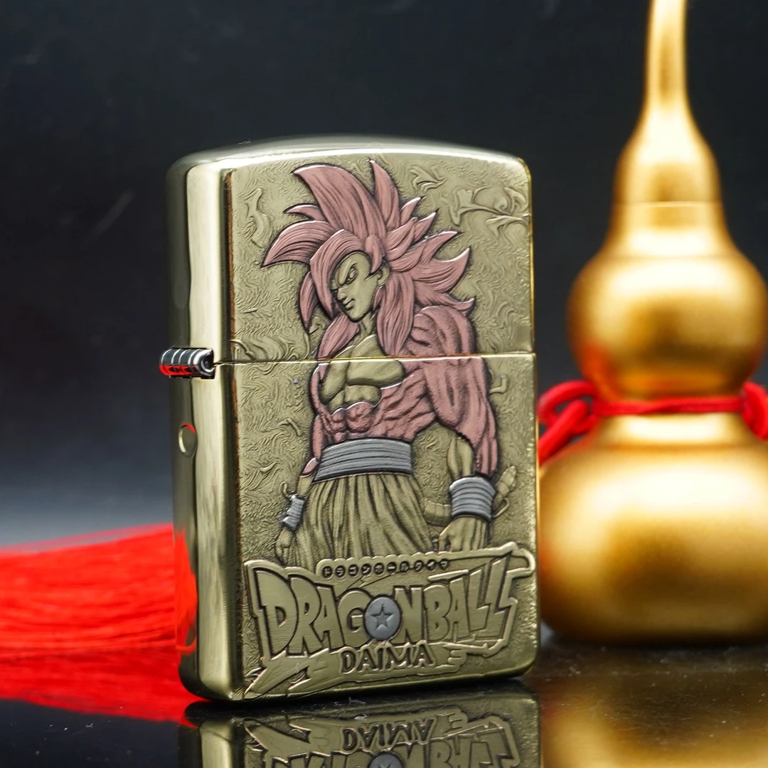 ZIPPO/之宝打火机超级赛亚人盔甲黄铜浮雕镶嵌紫铜 DYJ1