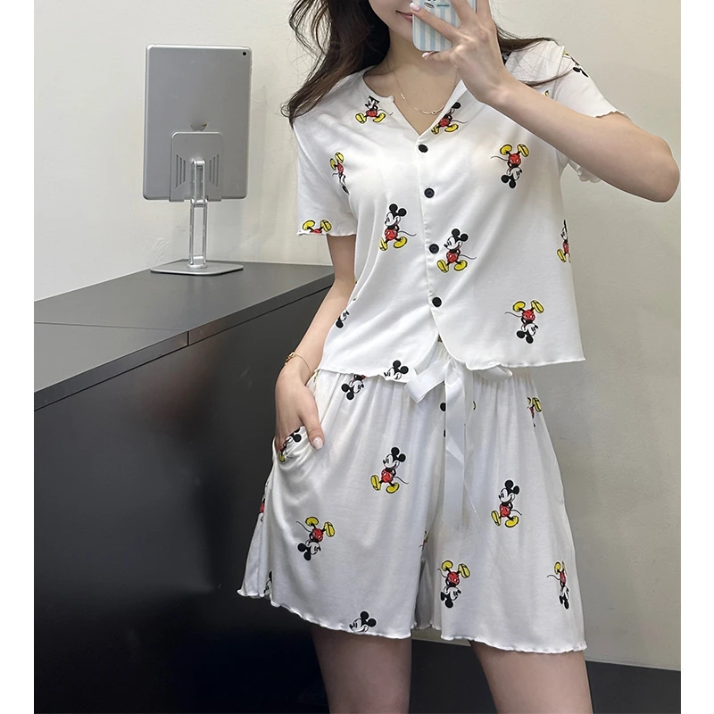 米诗缇【米奇短袖短裤白色】小众潮牌设计可外穿短袖短裤家居服睡衣