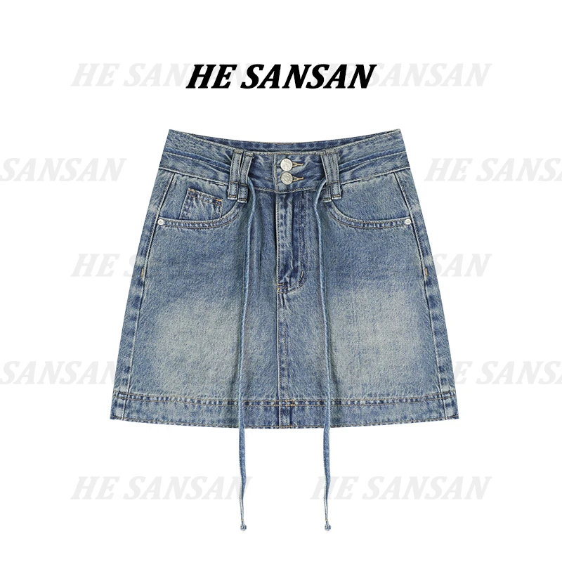 【SANSAN】牛仔百搭休闲气质高腰显瘦设计感牛仔裙短裙DY-10017