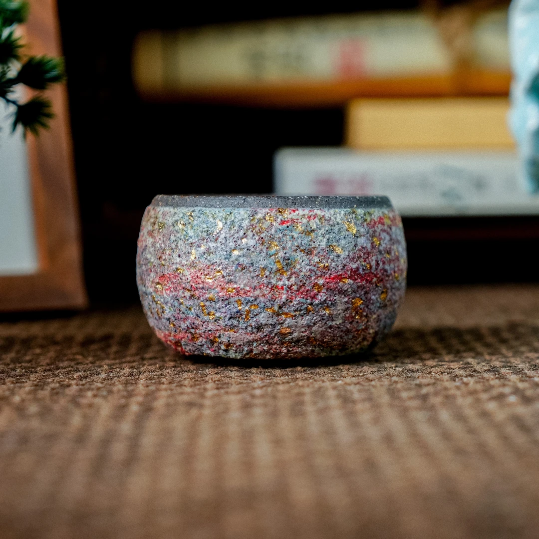 【高越】七彩岩矿玫瑰禅定杯主人杯  100ml   GYS041