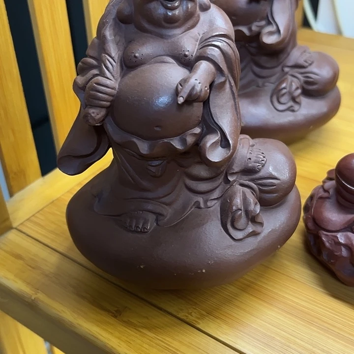 天***雨紫砂茶宠紫砂瑕疵布袋弥勒茶宠