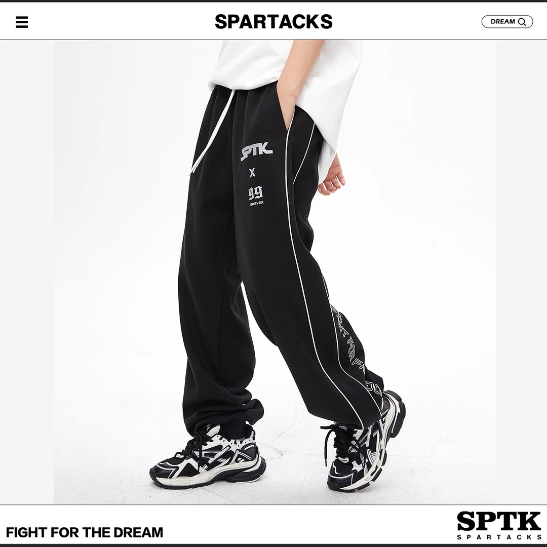 SPARTACKS2025秋冬新款男士卫裤休闲裤收口反光裤子长裤大码