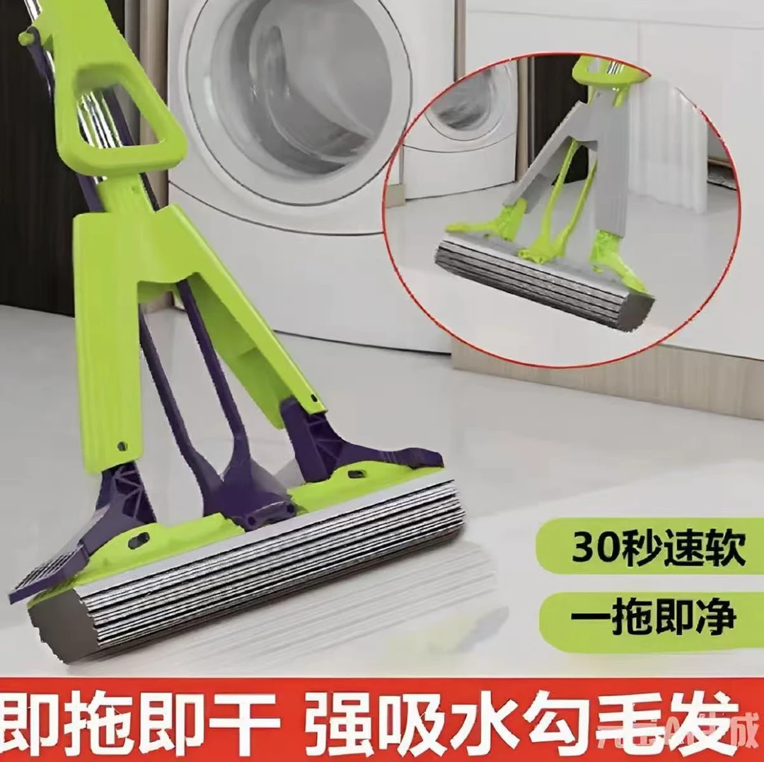 【双重积水】新款免手洗懒人拖把家用一拖净不锈钢杆对折免手洗
