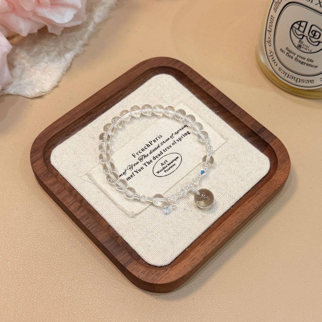 A89天然白水晶卡6mm S925银水晶手链