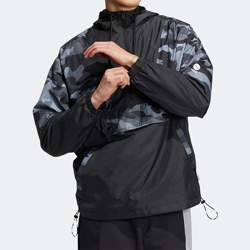 【小北专属】adidas/阿迪达斯男女时尚连帽半拉链夹克外套 HN2425