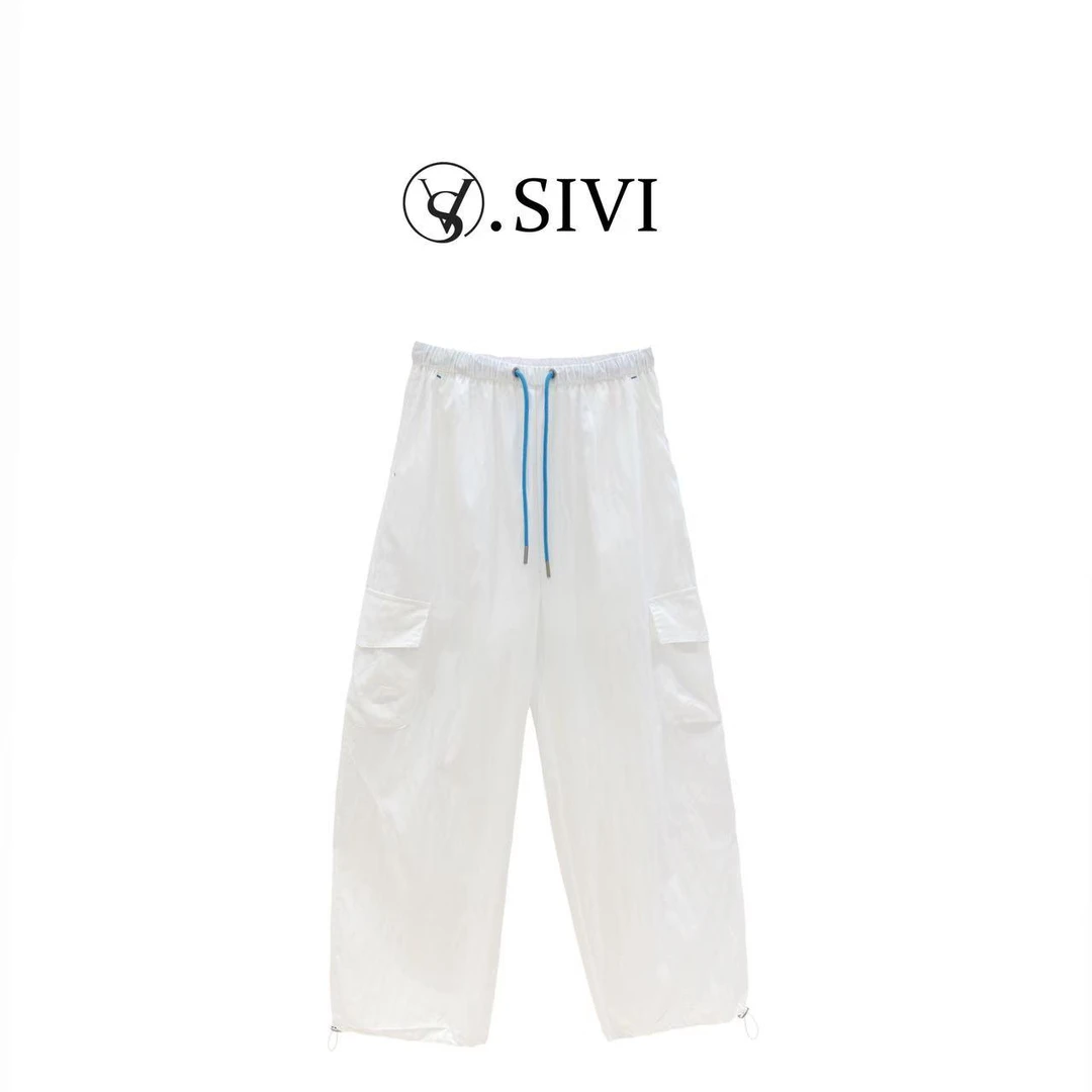 熙薇【白巧奶砖】2025春夏新款宽松设计师速干工装休闲裤 H2625