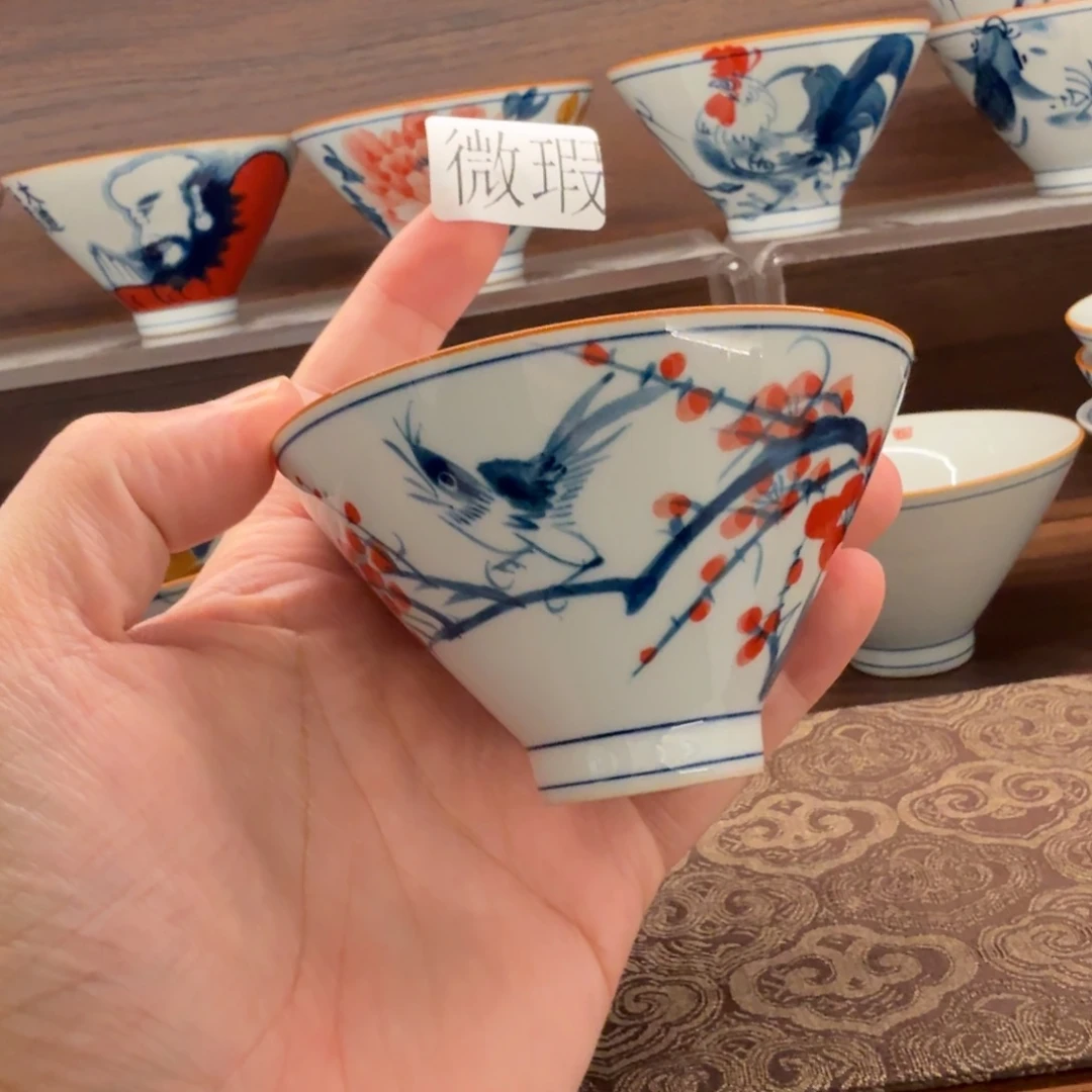 釉下手绘茶具微瑕