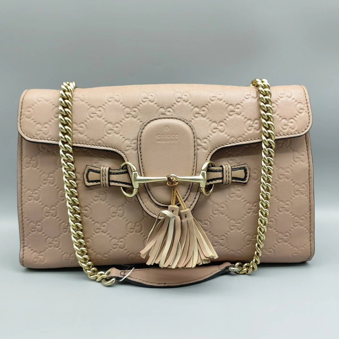 95新 GUCCI/古驰 粉色压花Emily单肩包 1627 6763