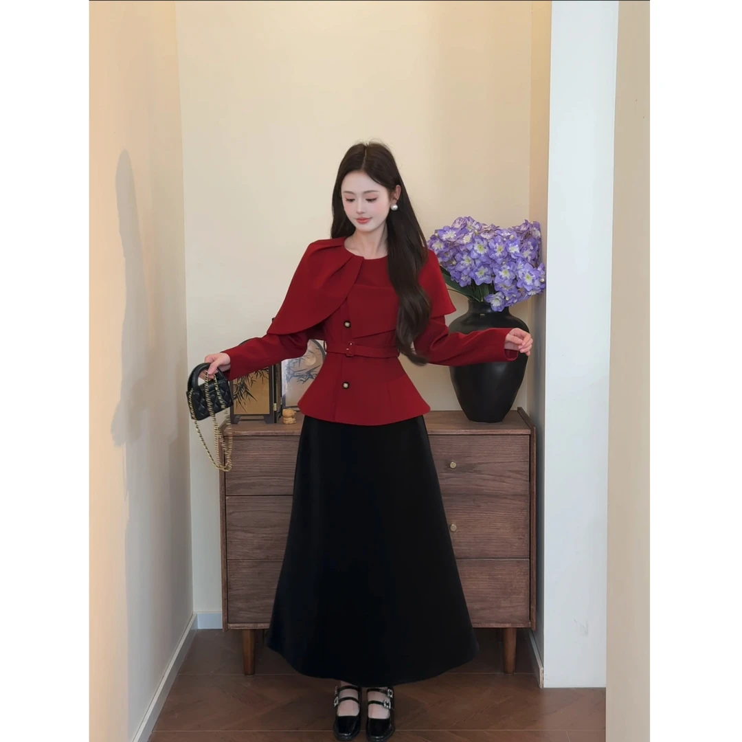 【百搭半裙】<77>加厚绒感a字秋冬半裙新款XMZH9969半身裙高腰裙子