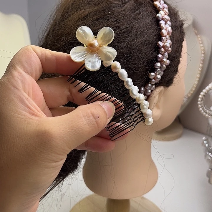 淡水珍珠发饰未镶嵌