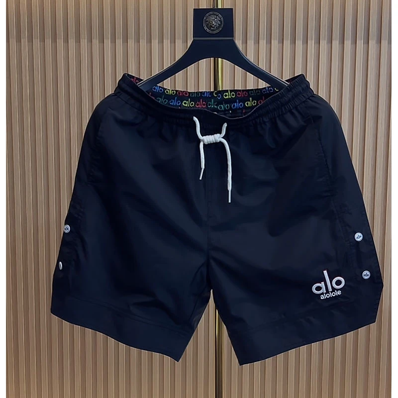 欧货轻奢高定大牌男装裤子2025夏季新款字母刺绣黑色休闲阔腿短裤